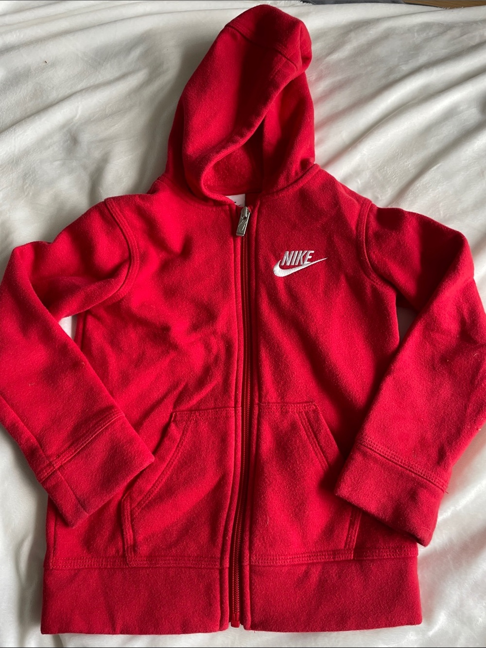 Nike Kids Red Hooded Zip-Up Fleece Sweatshirt